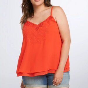 Torrid Chiffon Embroidered Yoke Swing Cami Sz 3X. EUC, no damage.